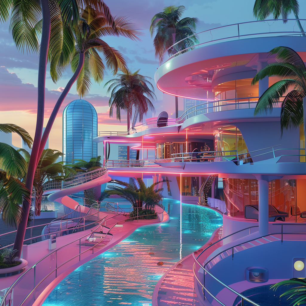 Futuristic Miami Beach Scene