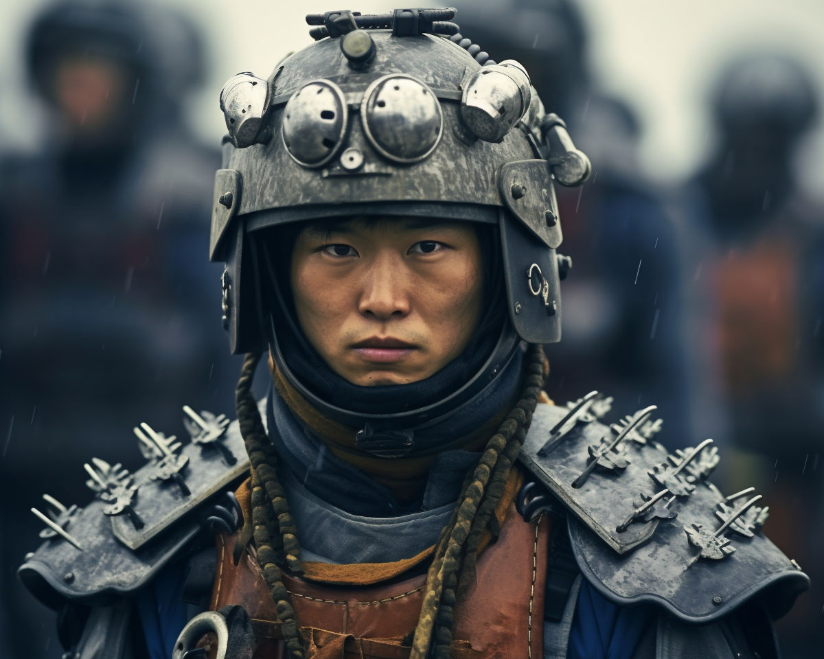 Futuristic Ming Dynasty Military Riflesman in Beskar Armor