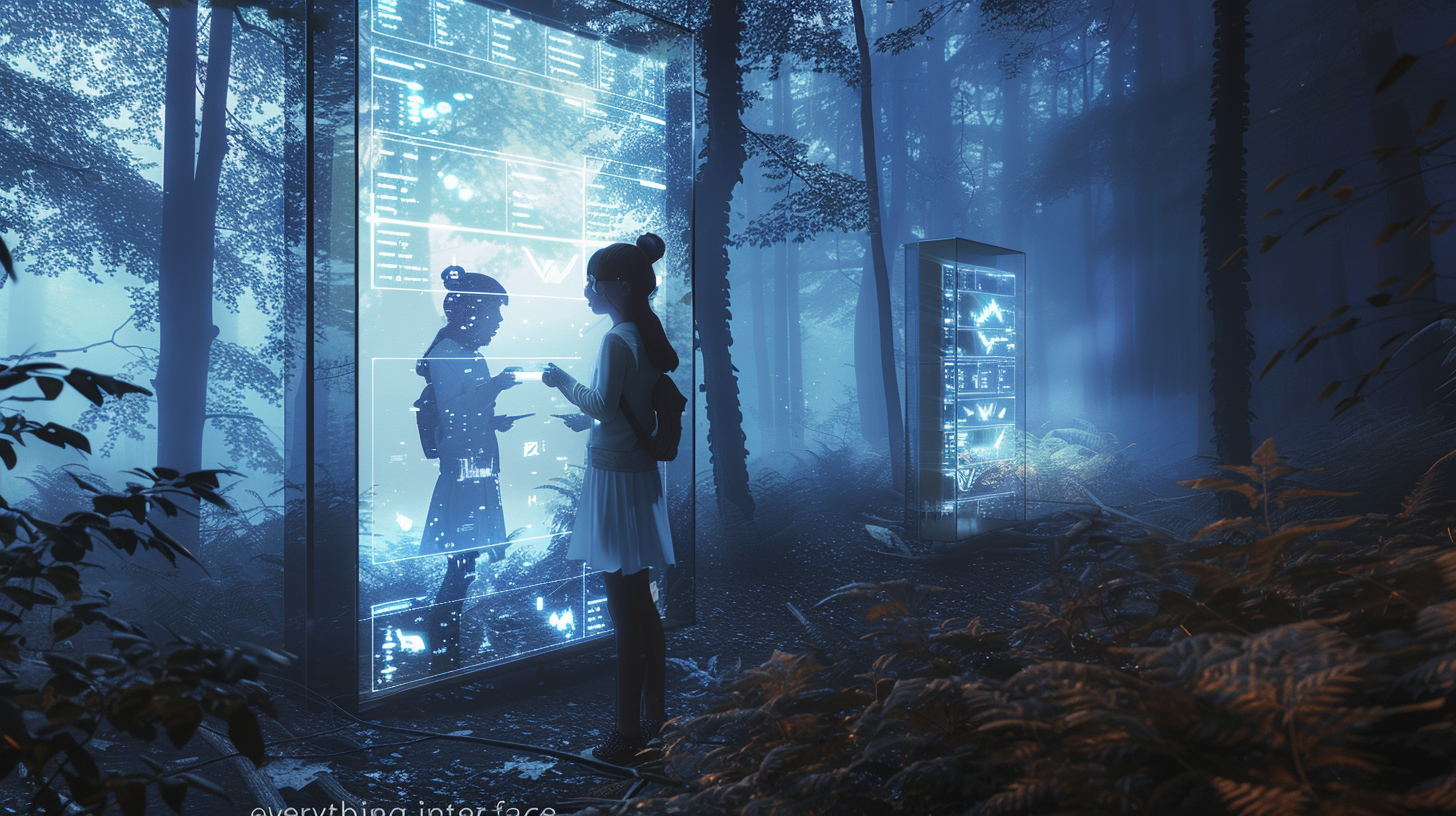 Futuristic Nature Mirror Scene Interaction