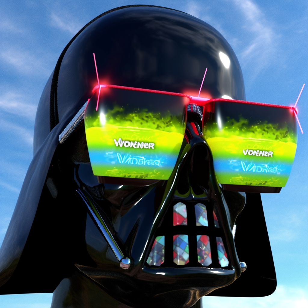 Futuristic Darth Vader with neon goggles