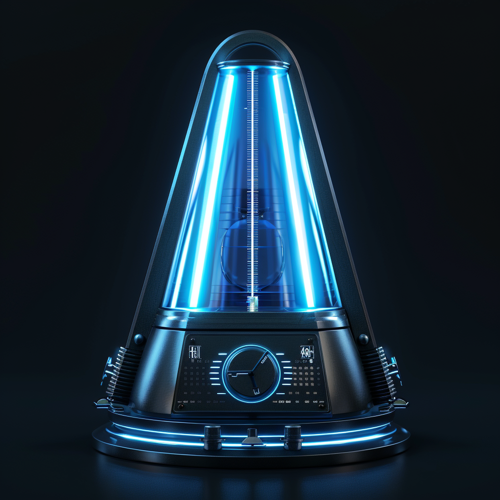 Blue futuristic metronome icon