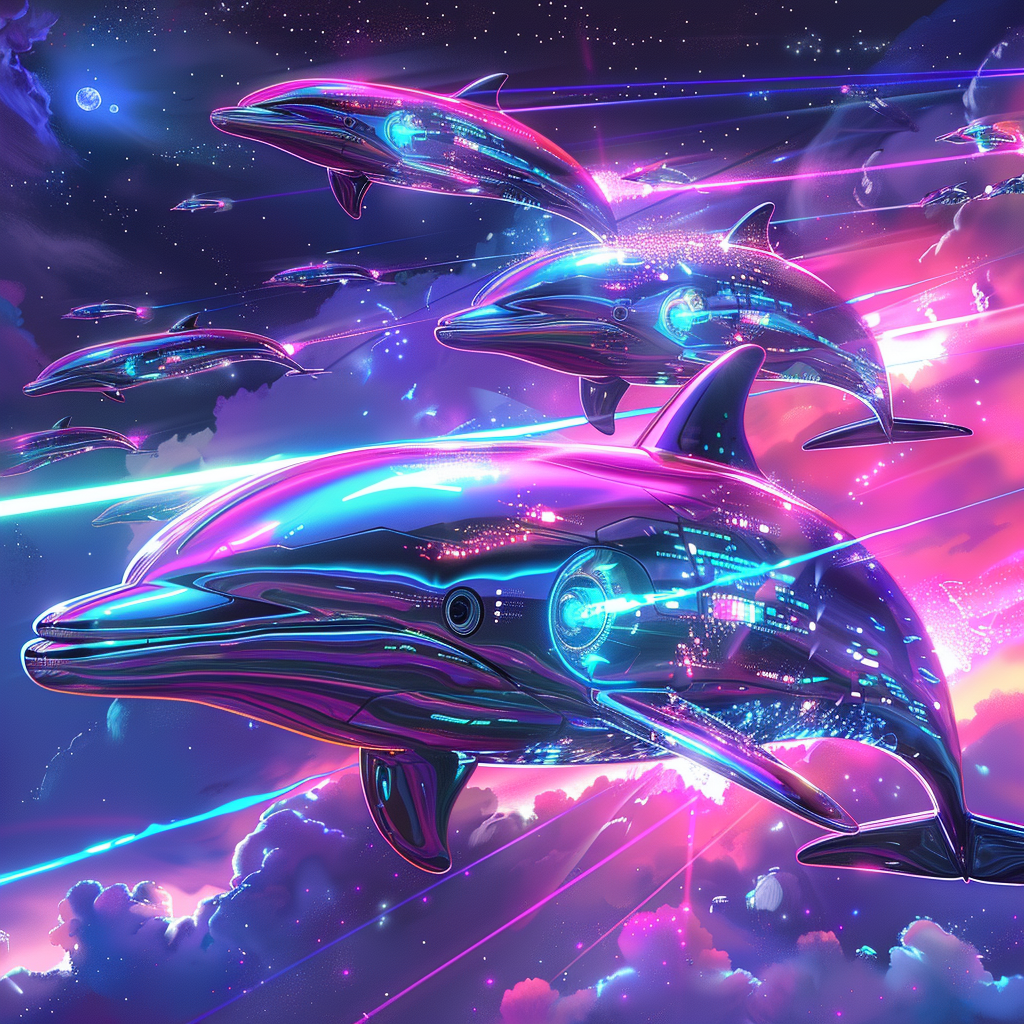 neon pod dolphins artwork