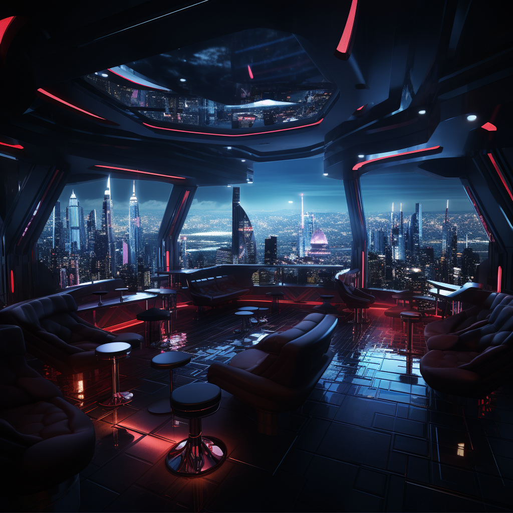 Futuristic Nightclub with City View