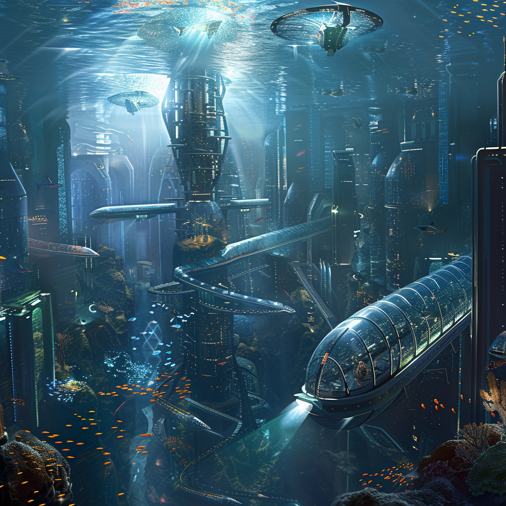 futuristic underwater city ocean view