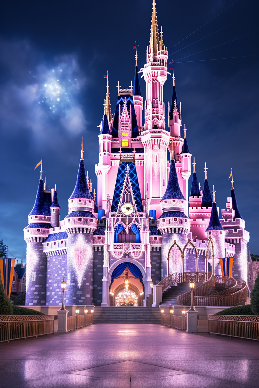 Pink Cinderella Castle Night