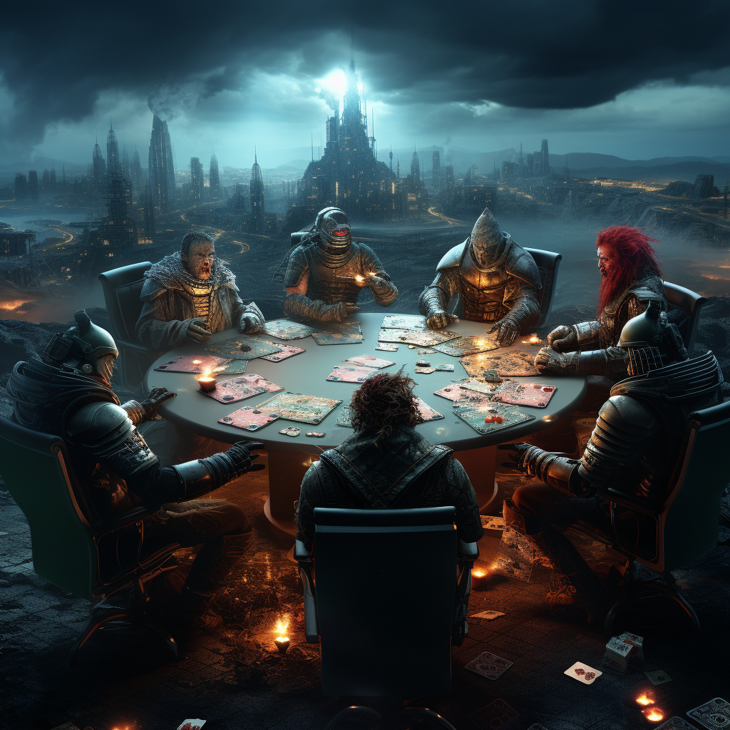 Futuristic poker game in apocalypse