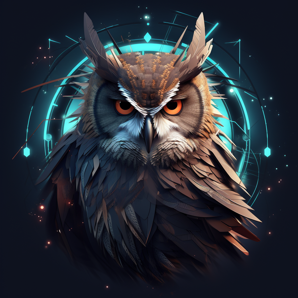 Futuristic glowing polygon owl