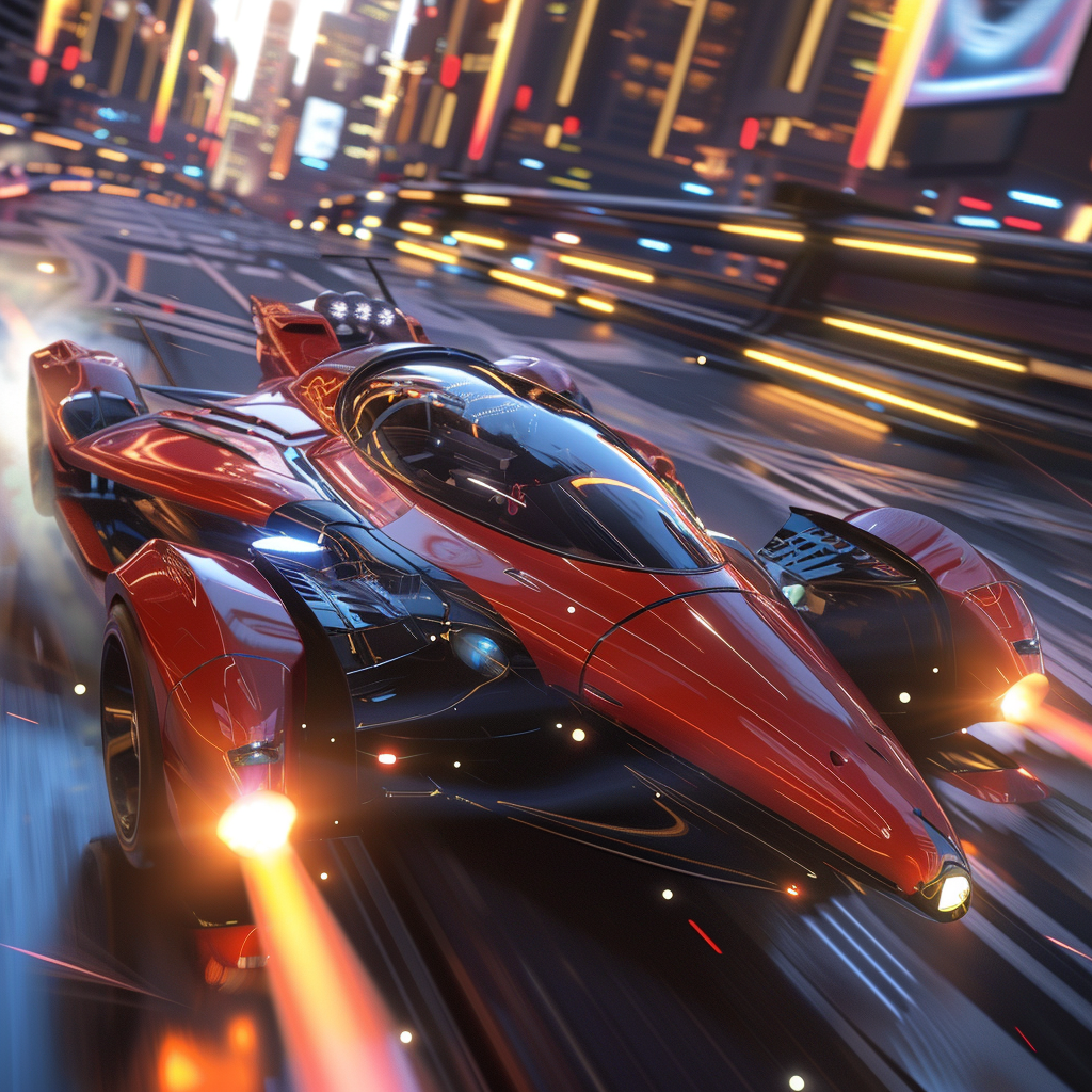 Futuristic racing scene illustration