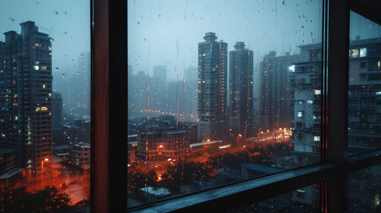 Rainy City Window Scene