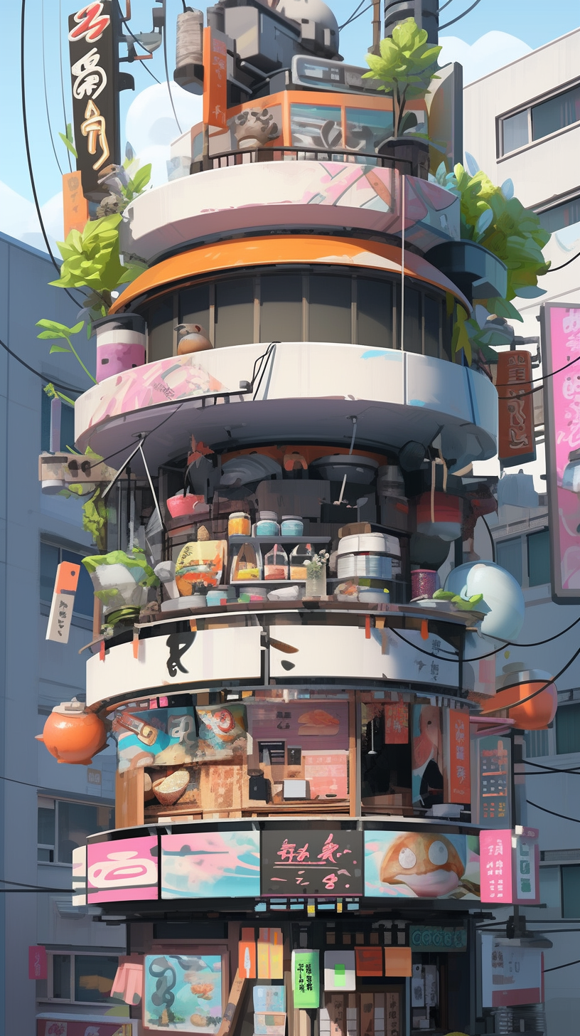 Futuristic Japanese ramen shop in Tokyo