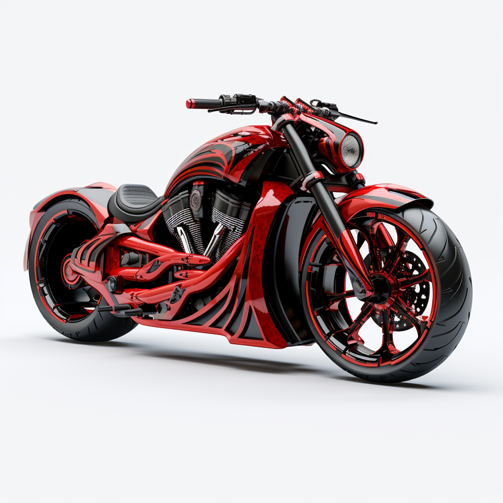 Red black custom chopper motorcycle