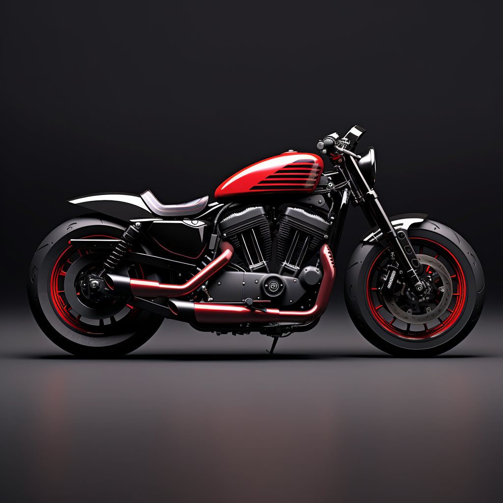 Futuristic Red Black Harley Davidson Motorcycle