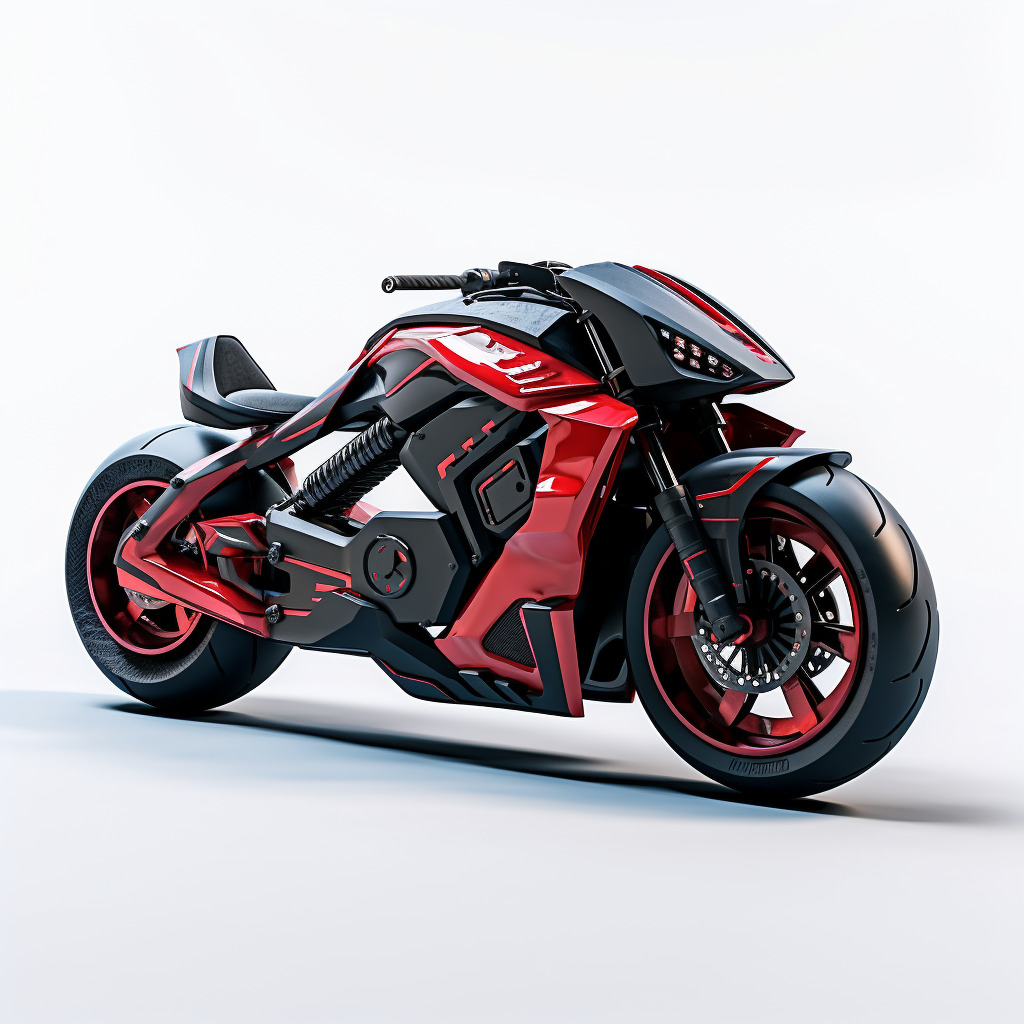 Futuristic red black motorcycle carbon fiber