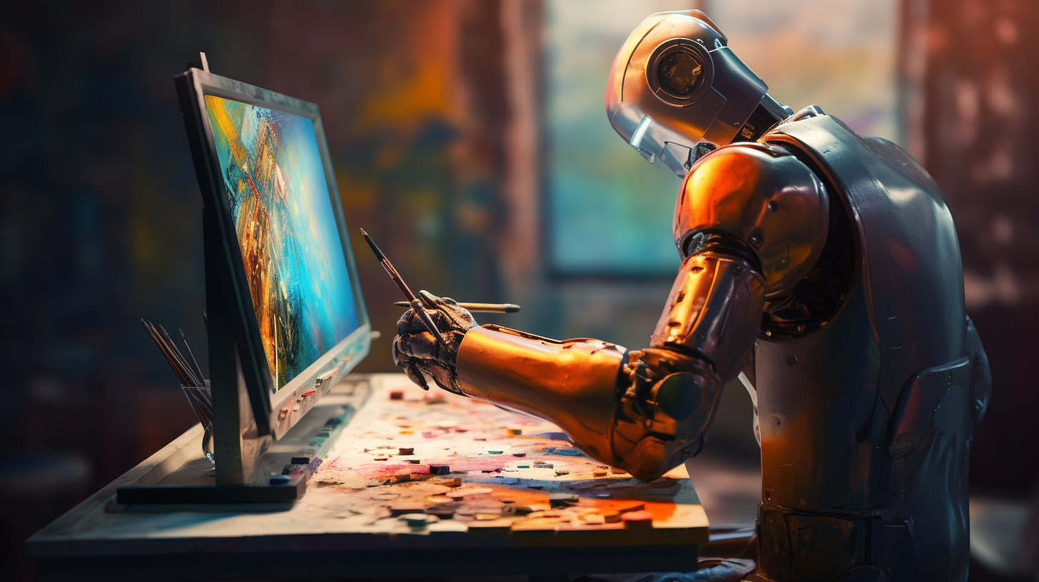 Robot creating art with motion blur