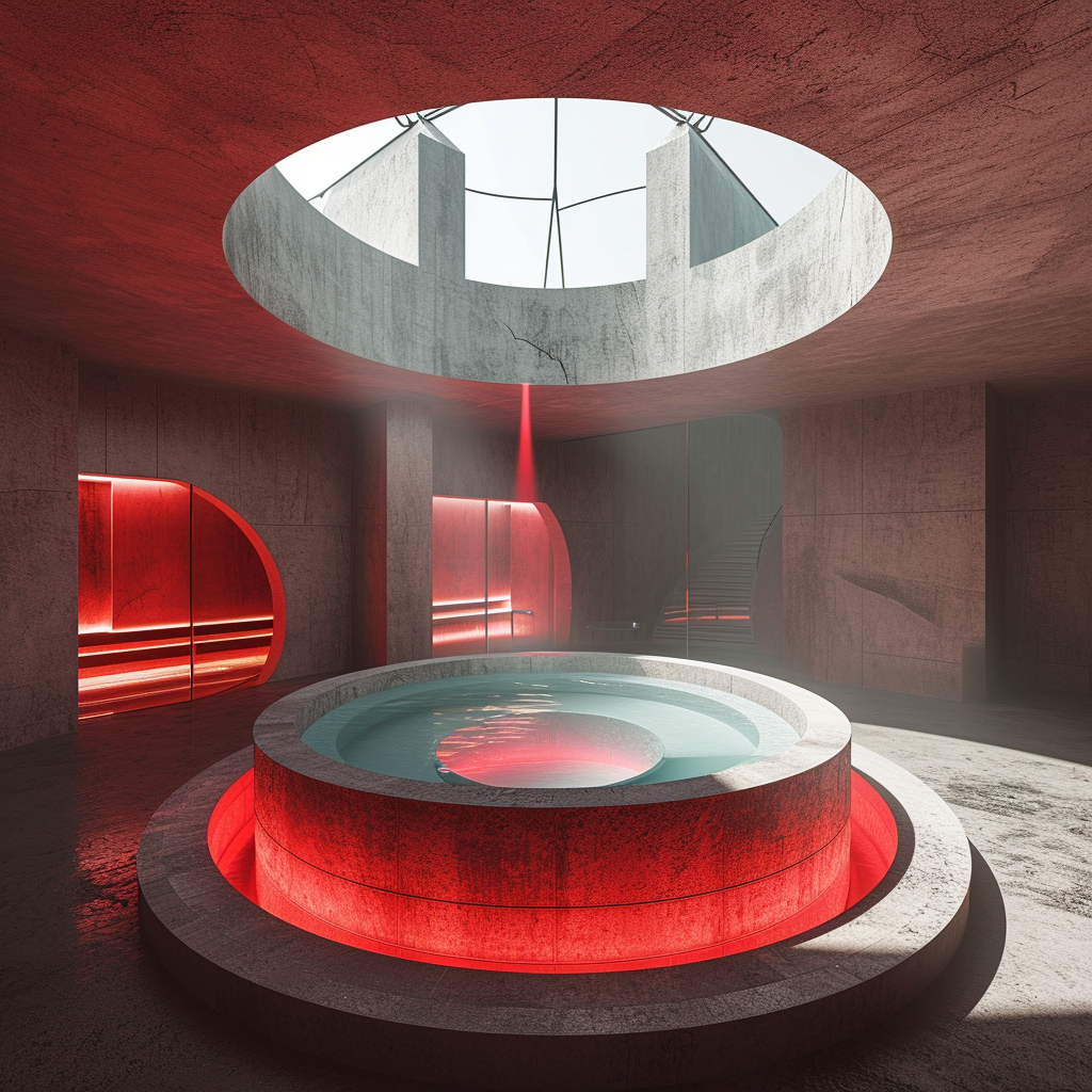 Futuristic Luxury Spa Room with Circular Pool