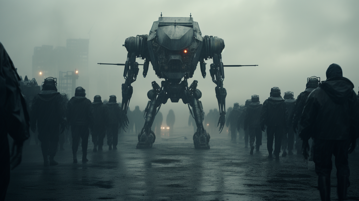 Enormous sci-fi robot army lineup