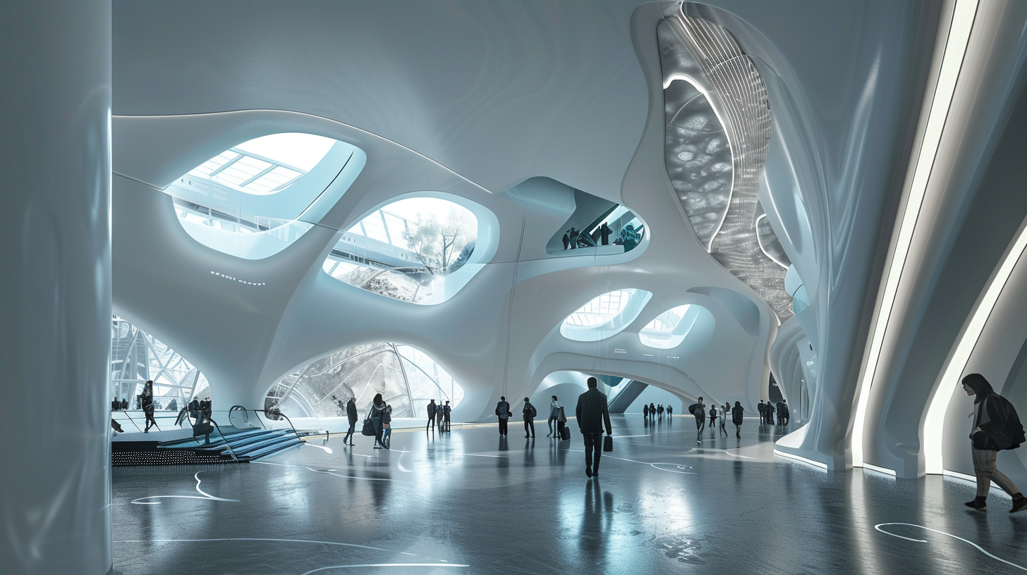 Immersive Science Museum Lobby Interior