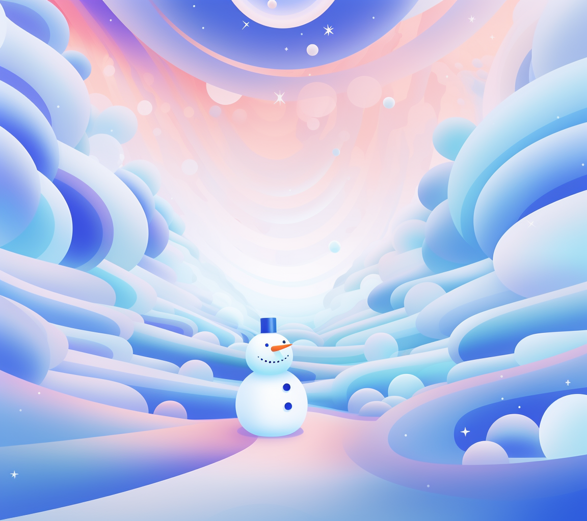 Abstract futuristic snowman on pastel background