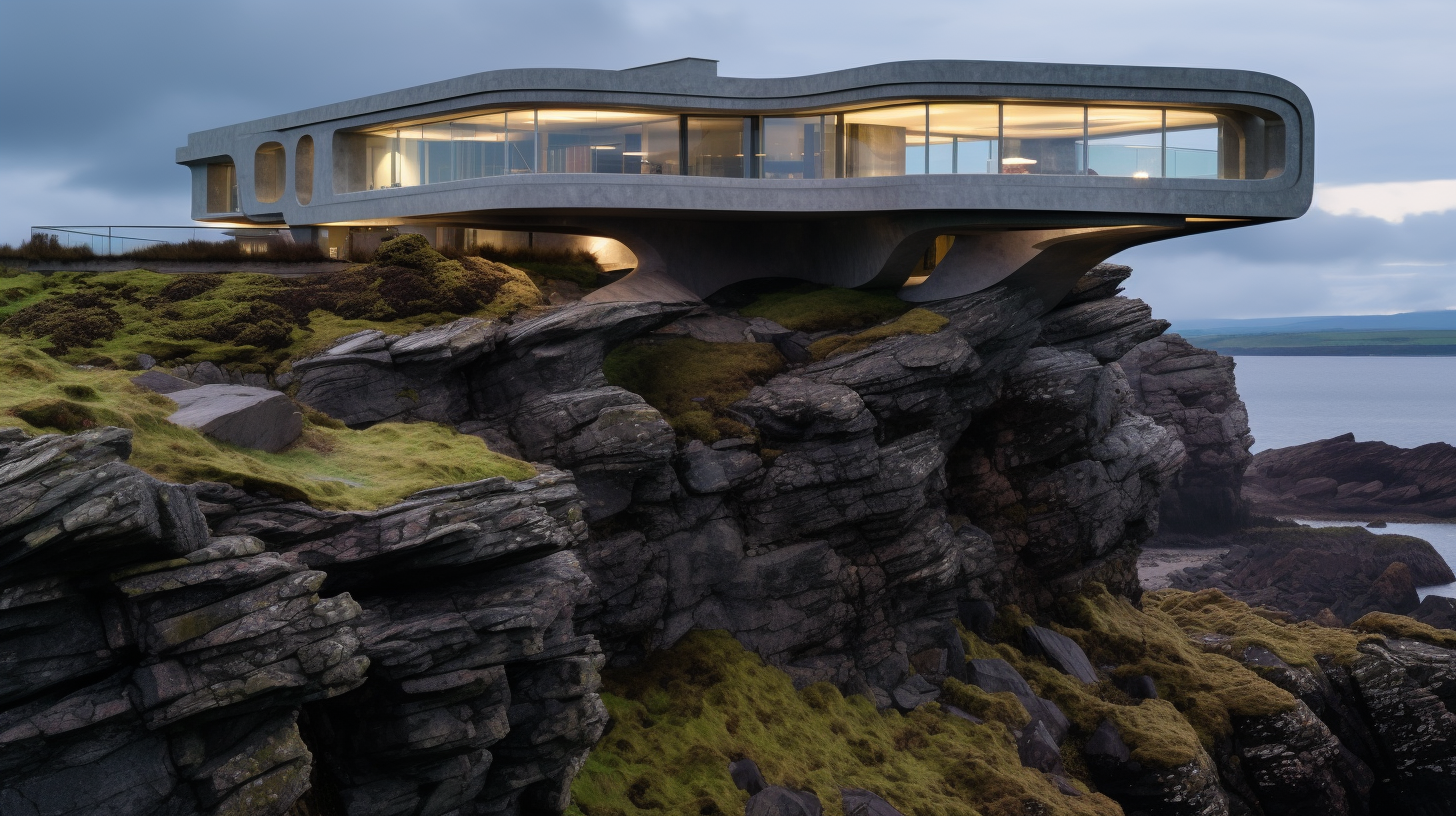 Futuristic Stone Age House on Cliff