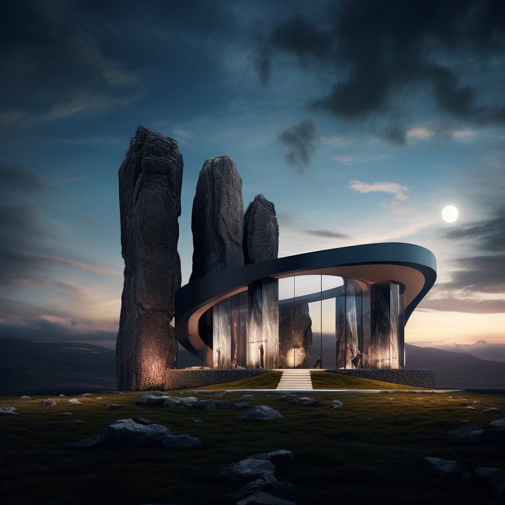 Futuristic Stonehenge-Inspired Cliffside House