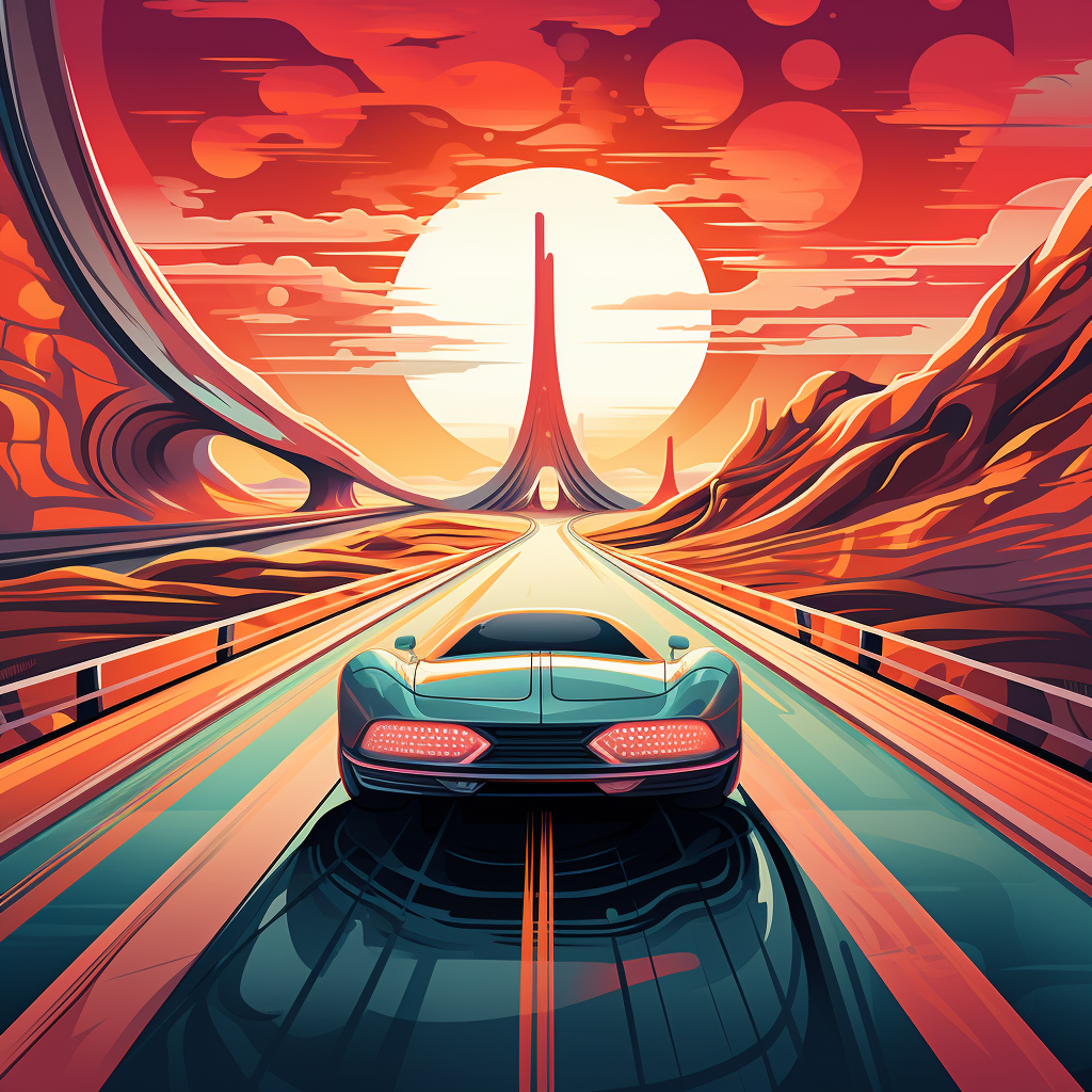 Futuristic car race flyer illustration