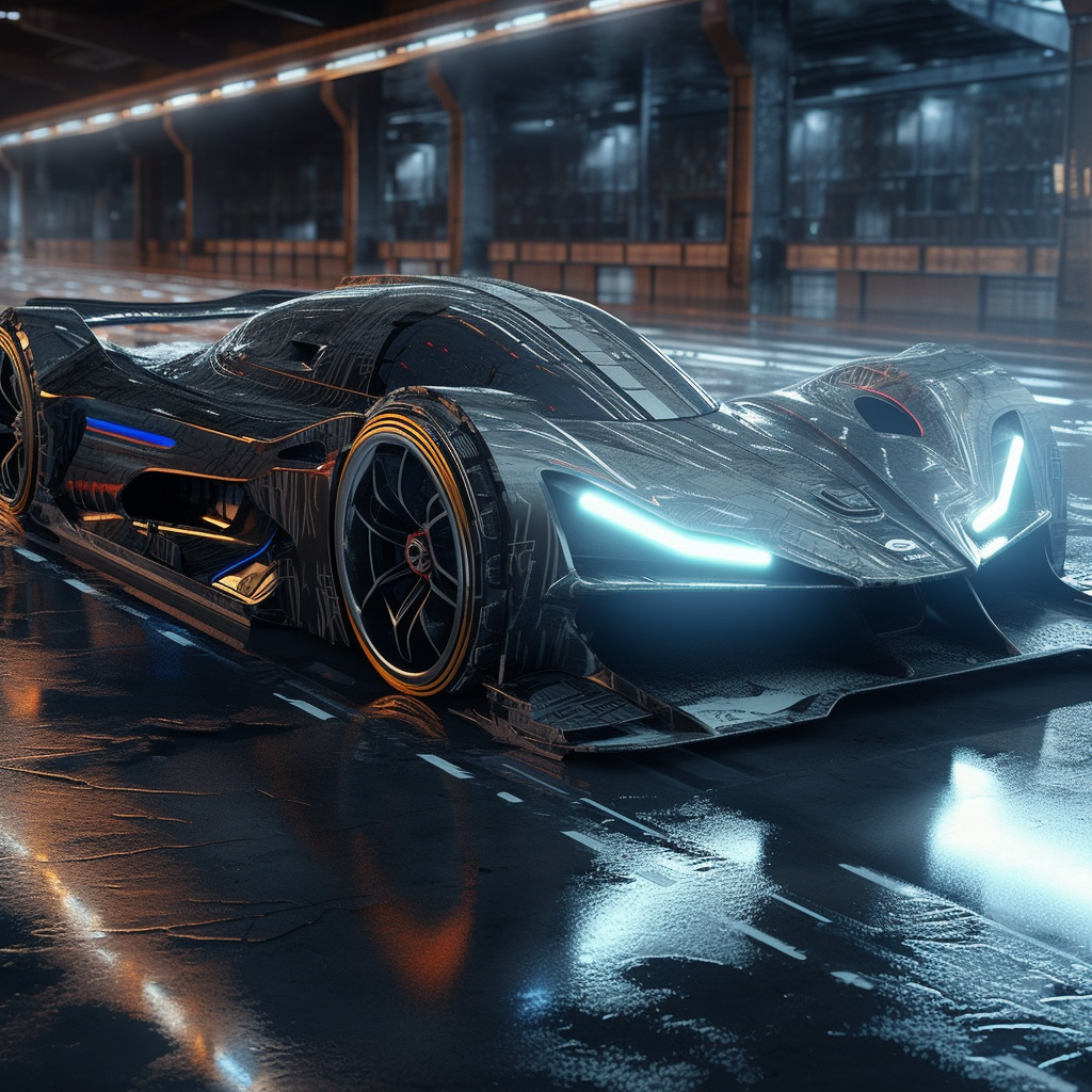 Metallic gray futuristic super race car