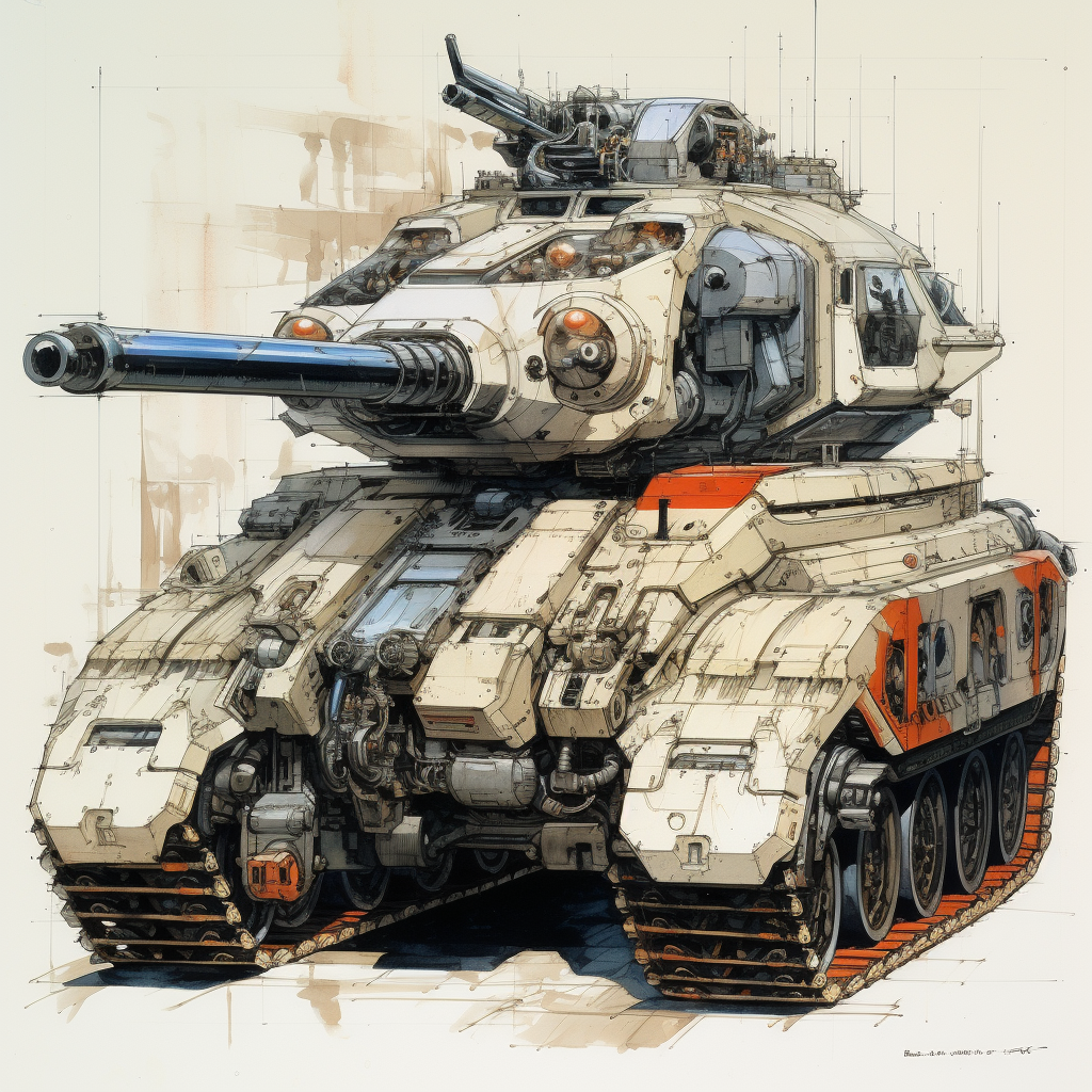 Futuristic tank sketch artwork