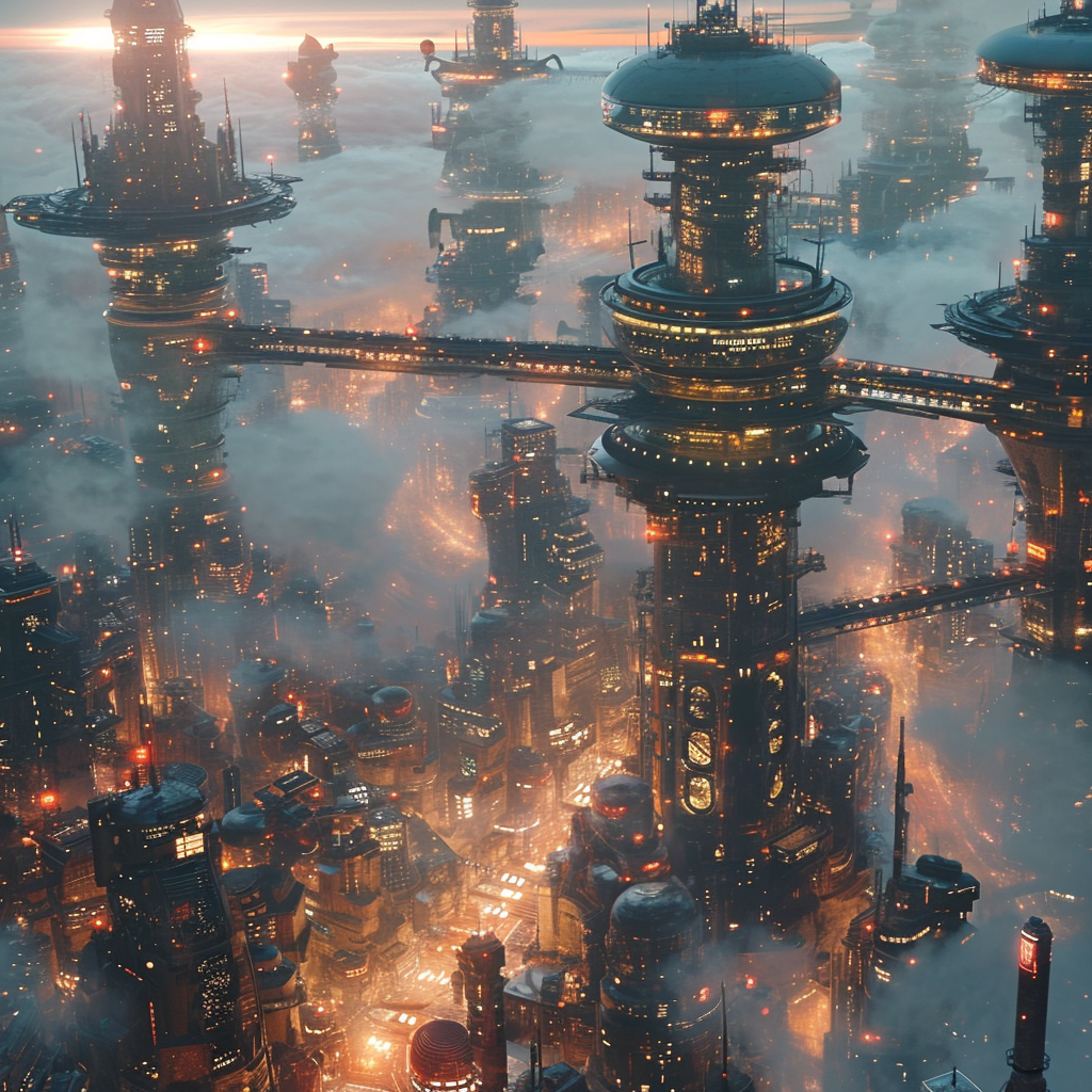 Futuristic Tech City Photos