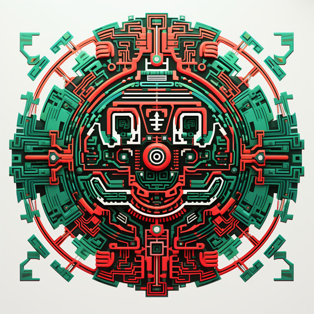 Futuristic Tezcatlipoca with Circuitry Design