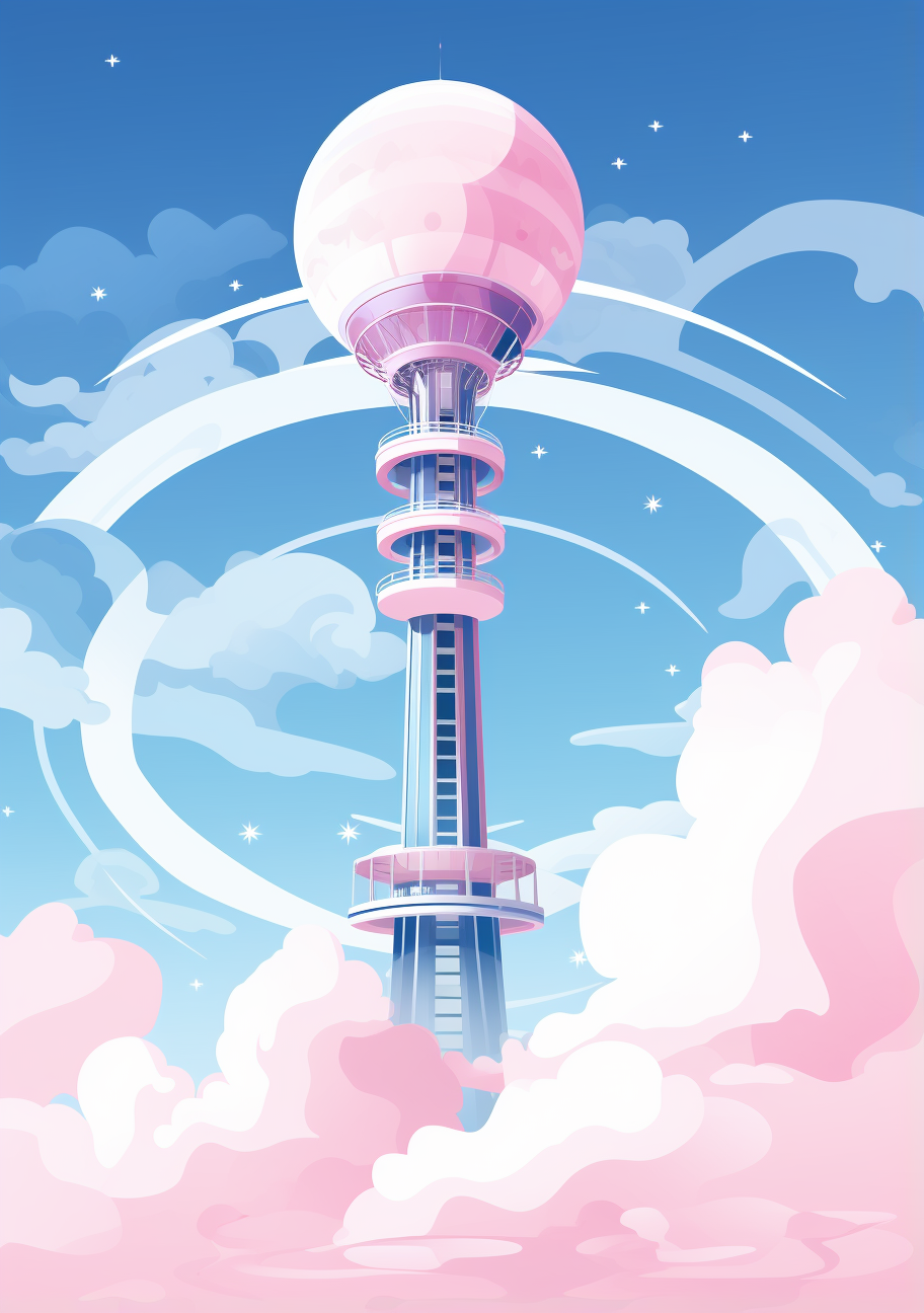 Futuristic tower in the sky vector