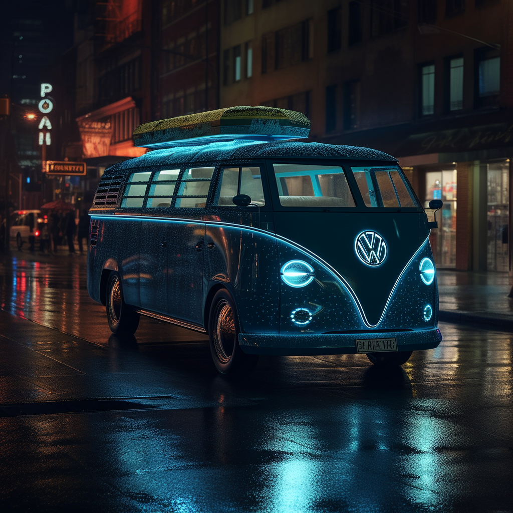 Futuristic VW Concept Van at Night