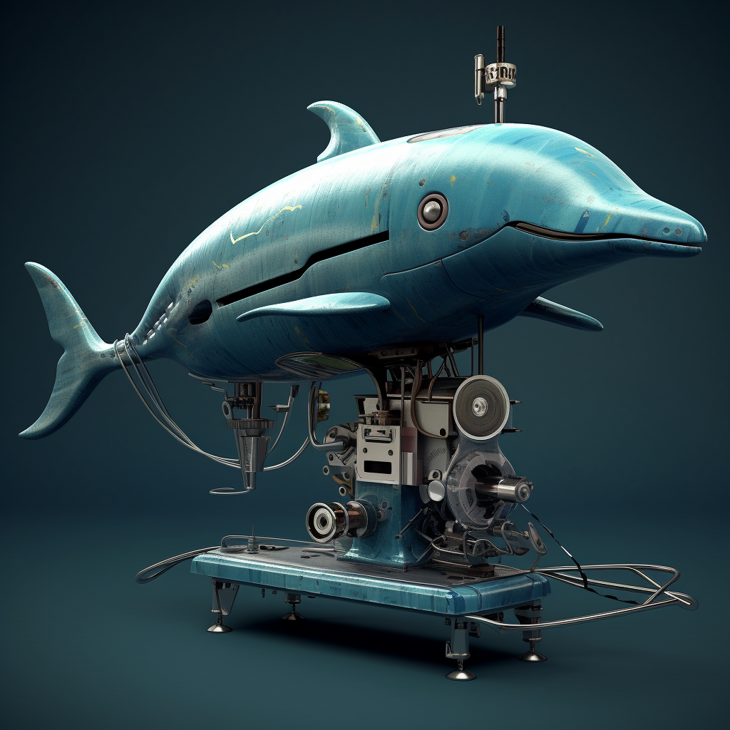 Whale-shaped futuristic sewing machine