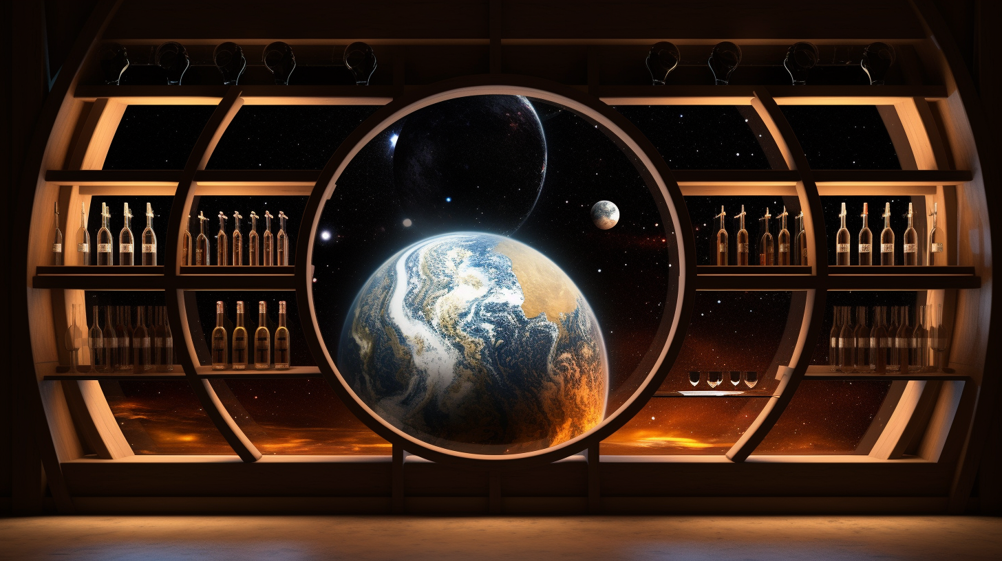 Futuristic wine and spirits cellar showcase