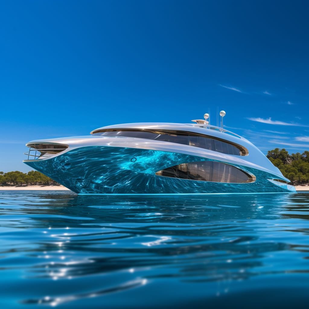 Futuristic wood yacht with pool in Saint Tropez