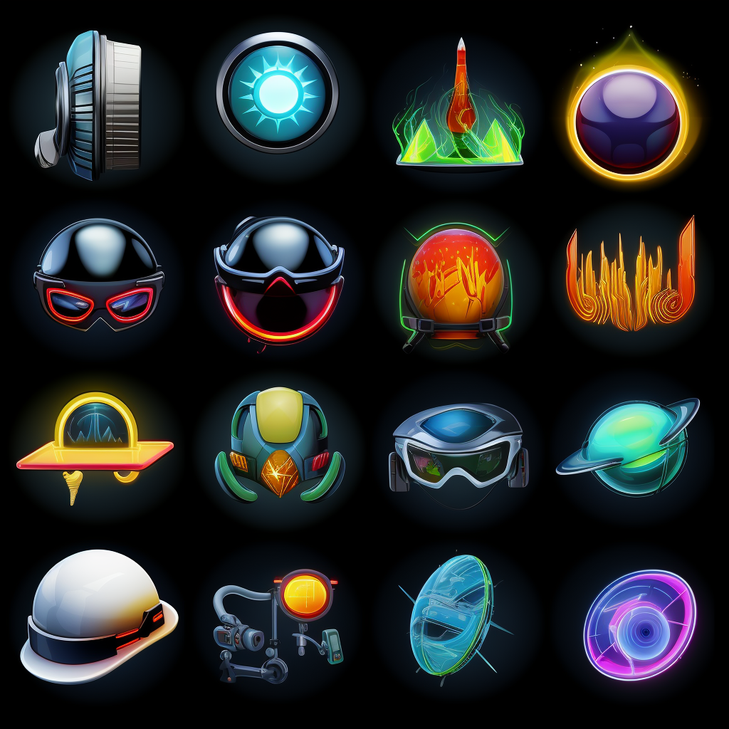 Trendy futuristic Y2K icons (max 6 words)