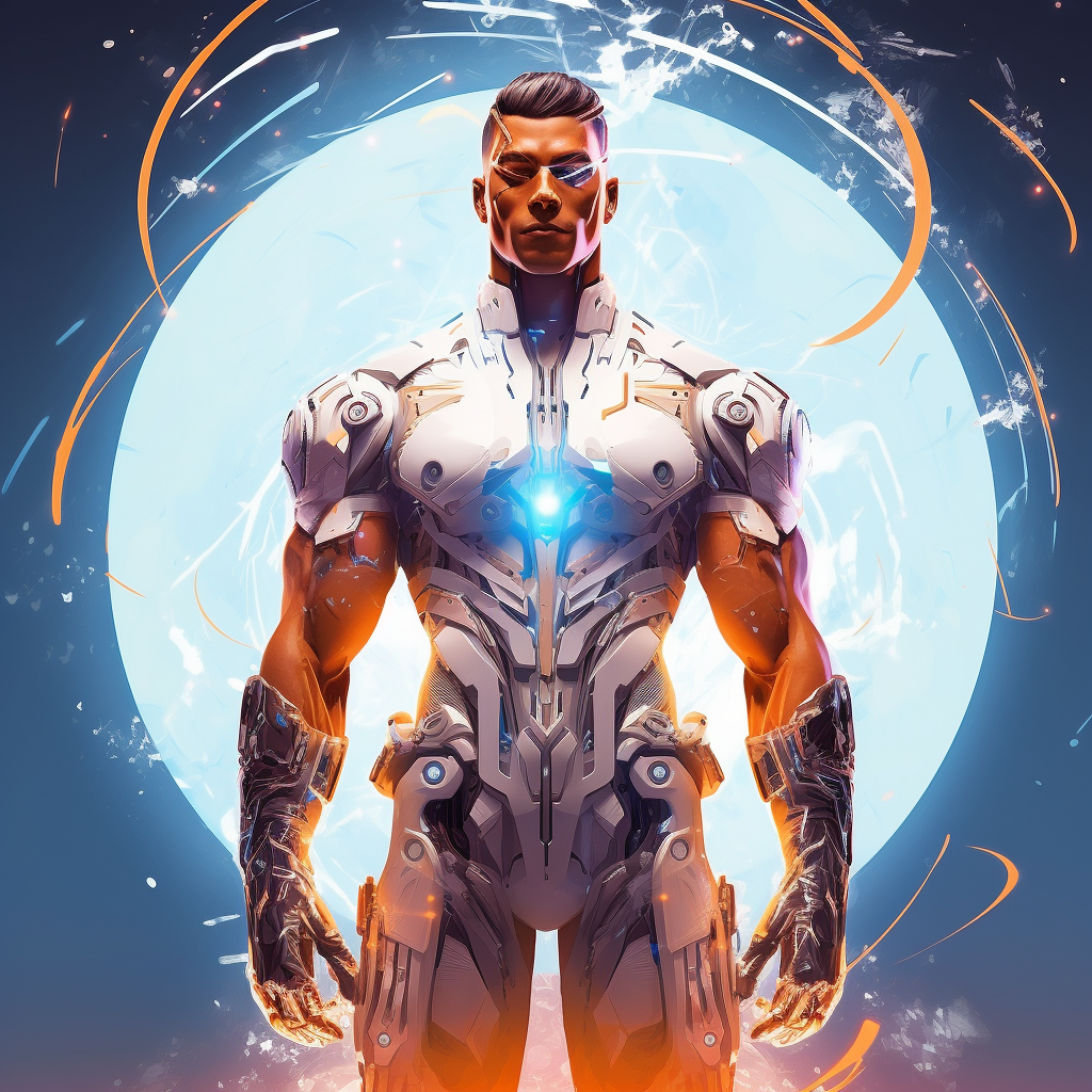 Muscular man in futuristic astronaut attire  ?