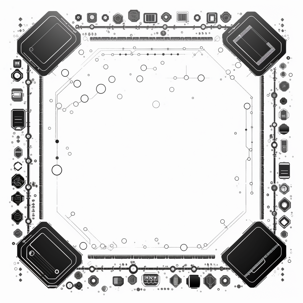 Futuristic black tech elements on white background