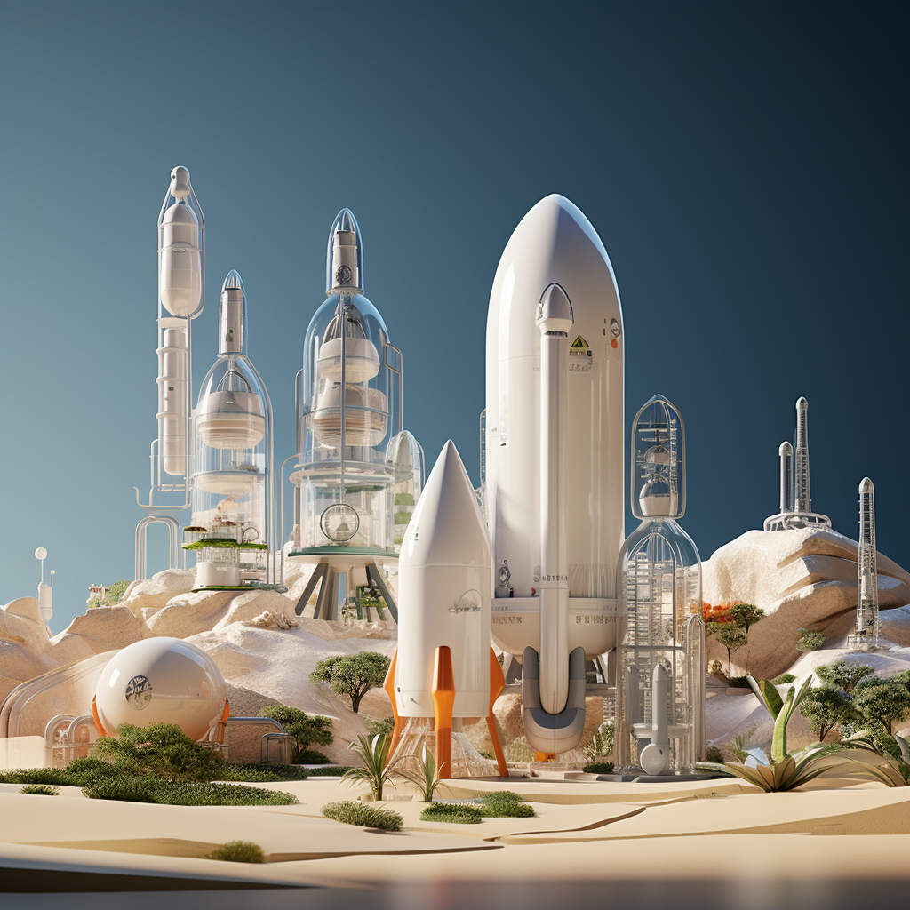 Futuristic building landscape with PET bottle