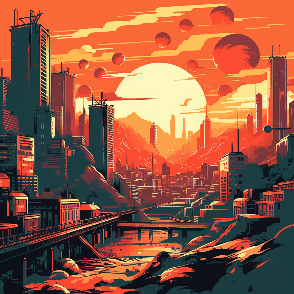 Futuristic city on Mars artwork