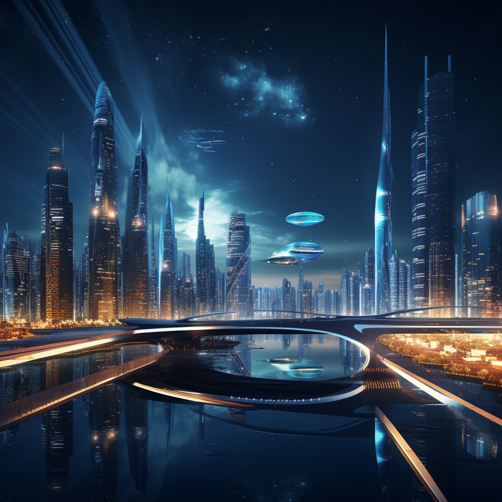 Cityscape in the Futuristic Night