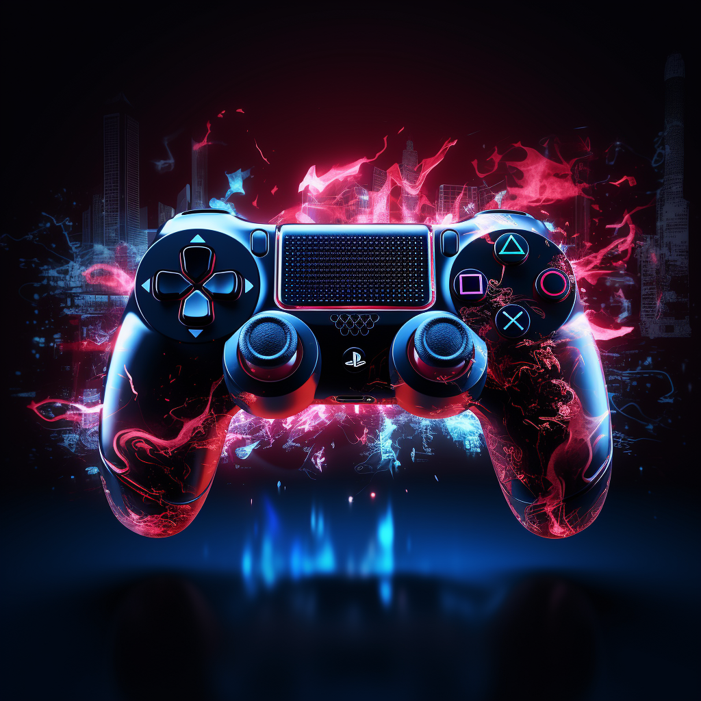 Futuristic PlayStation Controller with Special Effect