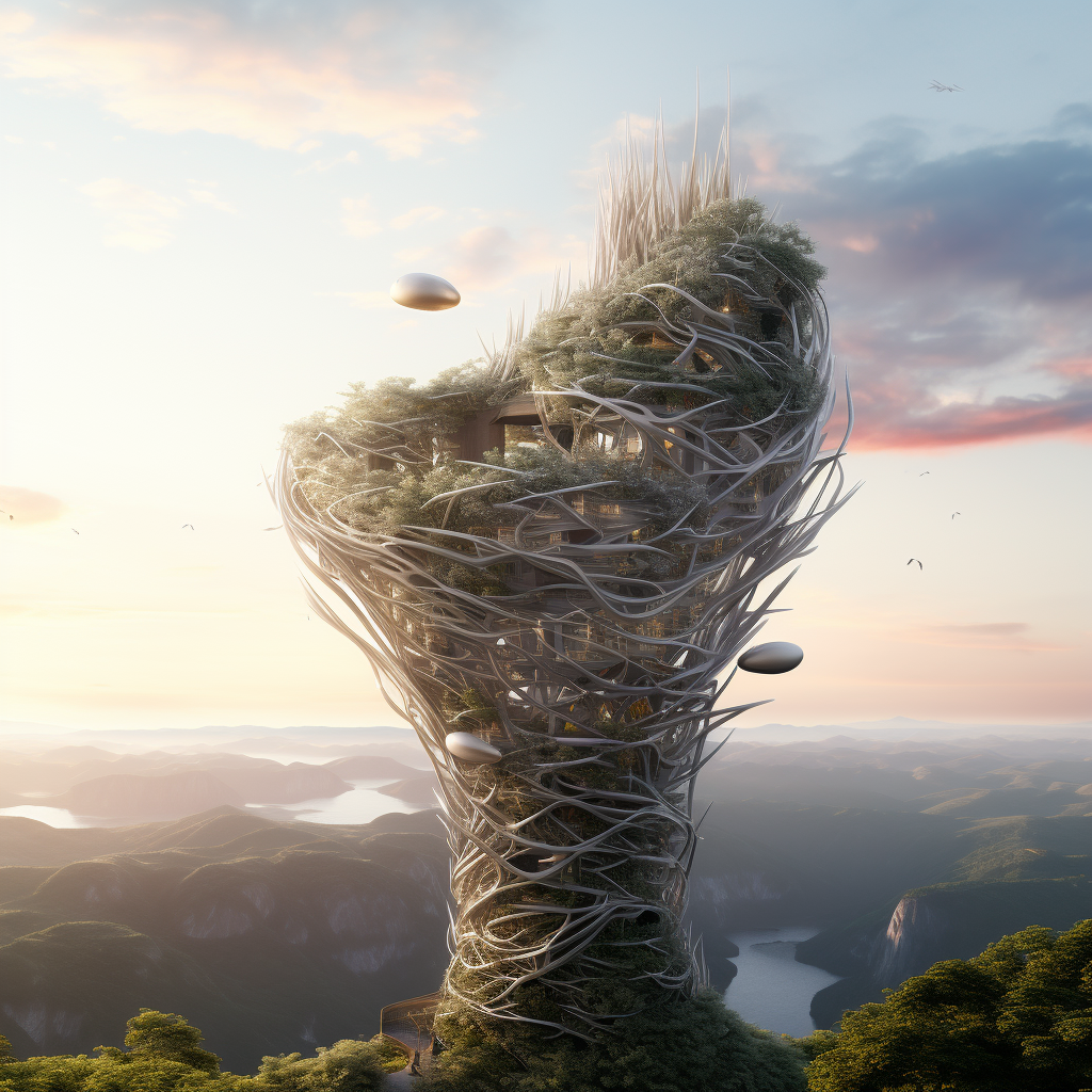 Futuristic skyscraper with birdnest concept