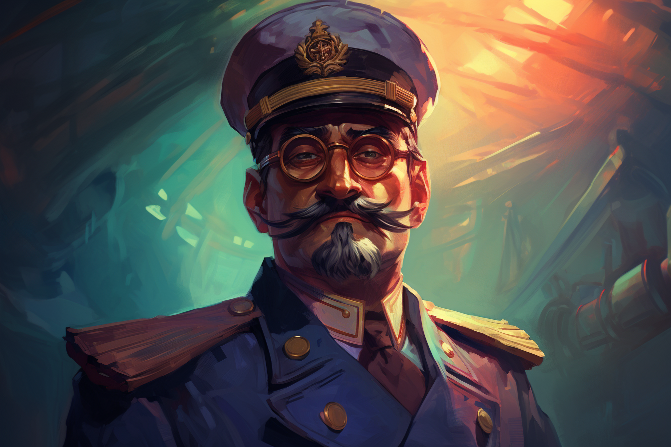 Futuristic Sailor Captain with Glasses and Mustache