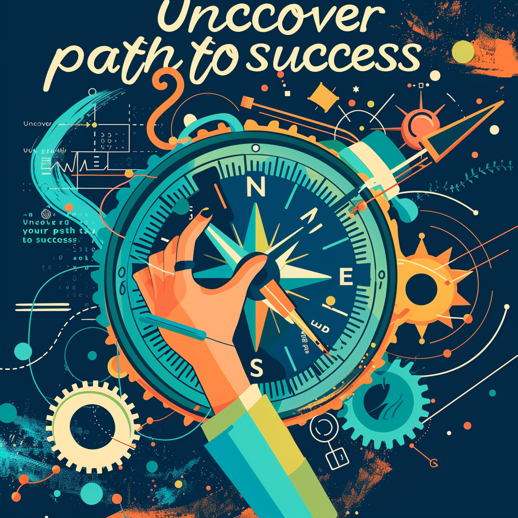 Stylized compass with vibrant colors