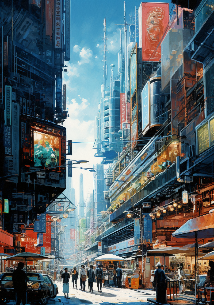 Futuristic Tokyo Street Scene Art