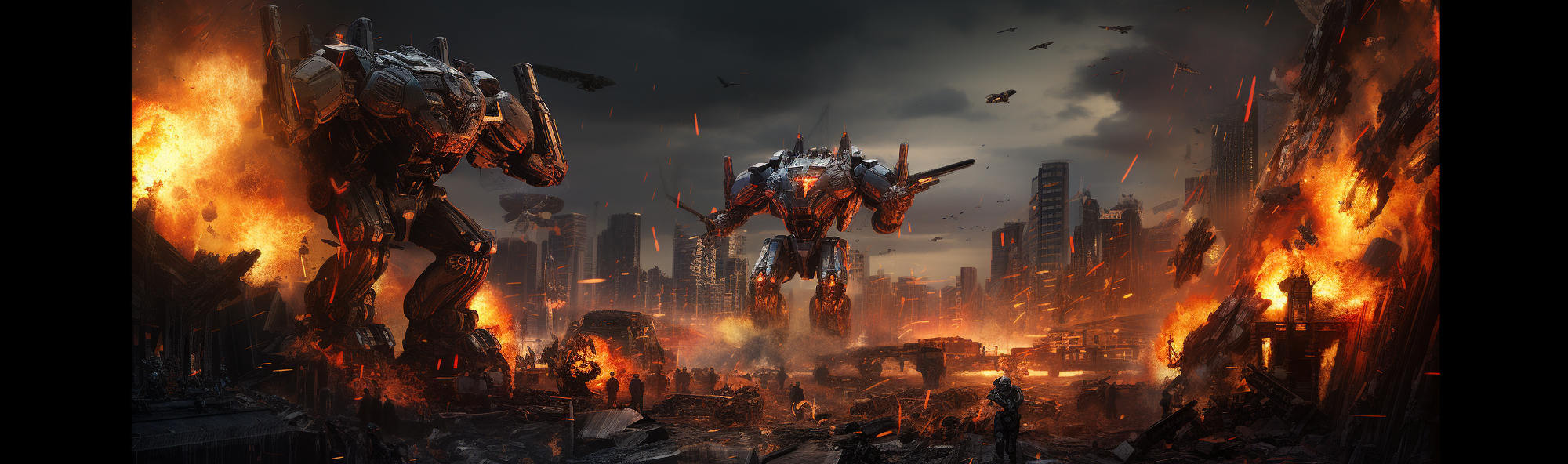 Explosion-filled Transformers war scene