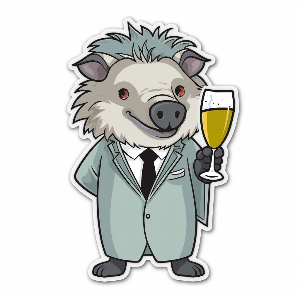 Fuzzy warthog with martini and toast