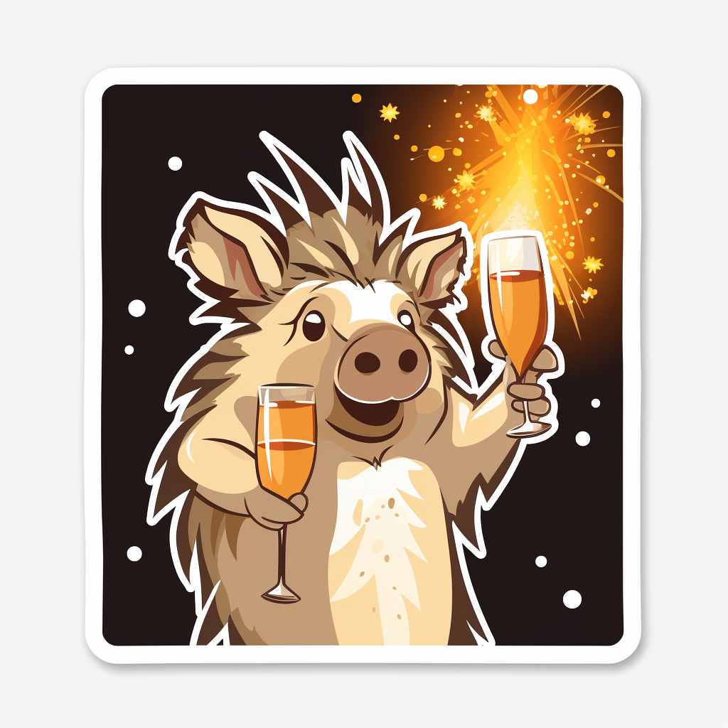 Cute warthog toasting with martini glass