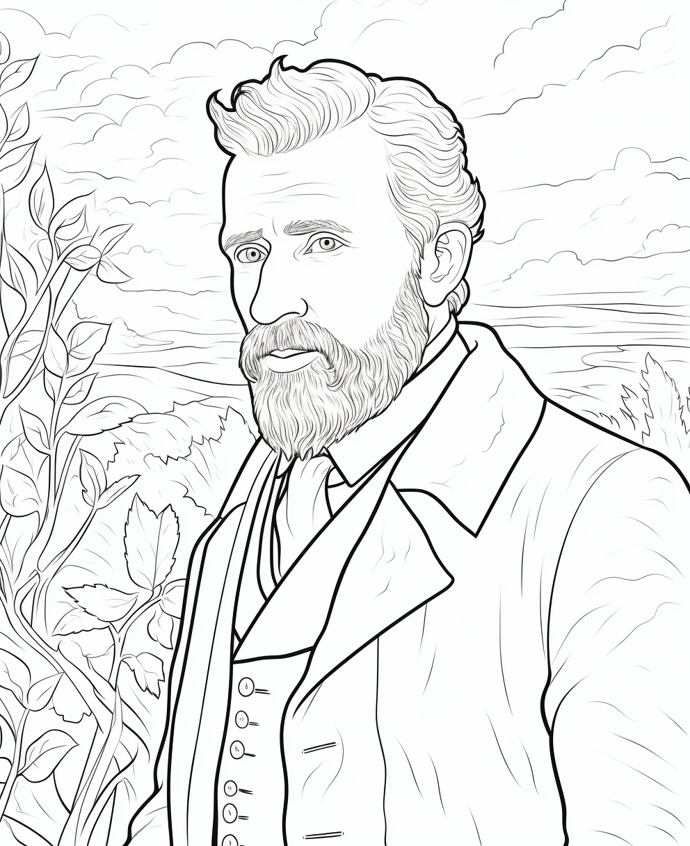 Cartoon Style Coloring Page of Dr. Paul Gachet