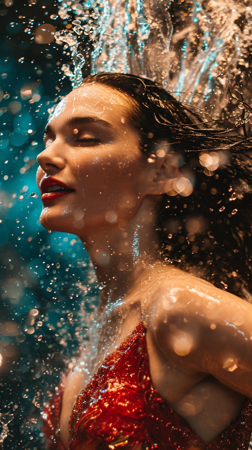 Gal Gadot smiling in champagne-soaked gown